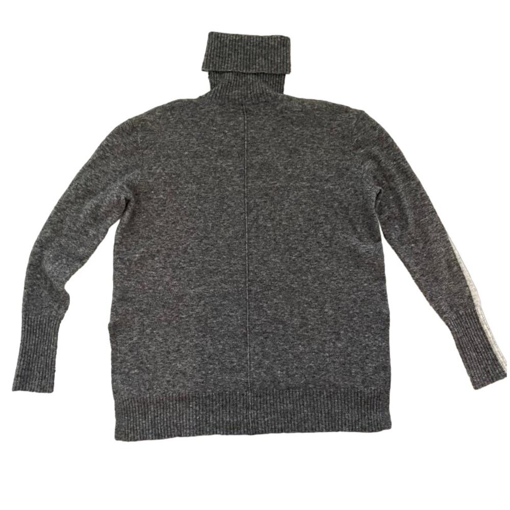 Athleta Two Tone Gray Merino Wool Blend Solid Turtleneck Ribbed Sweater Size S - Picture 6 of 7
